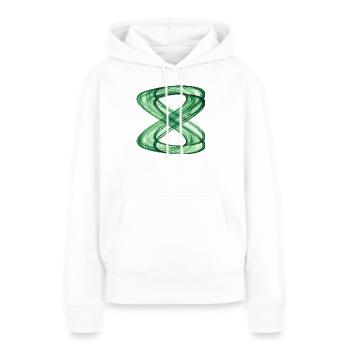 Chemins entrelacés – Attracteur étrange - Sweat à capuche Premium bio Femme - blanc - Devant - Julia (174cm)
