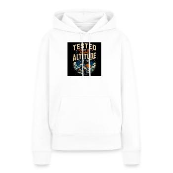Testé en haute altitude - Sweat à capuche Premium bio Femme - blanc - Devant - Julia (174cm)