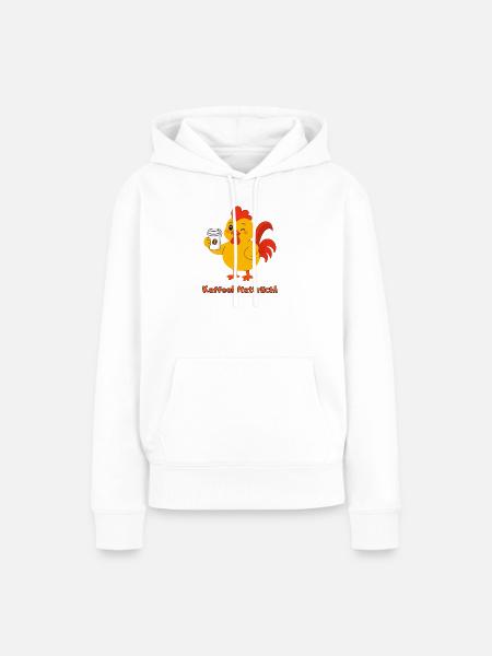 Hahn Kaffee Natürlich - Frauen Premium Bio Hoodie - Weiß