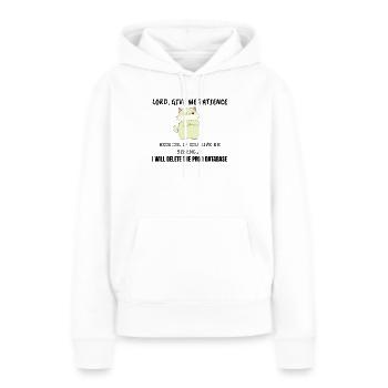 Seigneur, donne-moi de la patience Base de données de production IT Chat Shirt - Sweat à capuche Premium bio Femme - blanc - Devant - Julia (174cm)