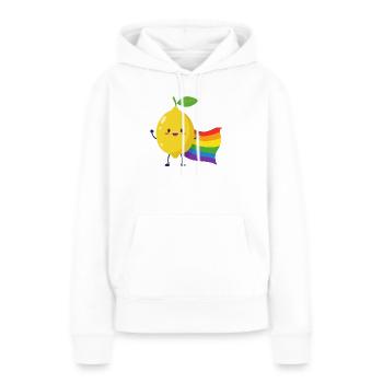 Citron avec une cape arc-en-ciel - Sweat à capuche Premium bio Femme - blanc - Devant - Julia (174cm)