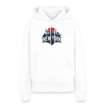 Graphisme rétro de la Skyline de New York - Sweat à capuche Premium bio Femme - blanc - Devant - Julia (174cm)