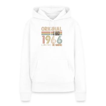 60e anniversaire, 60 ans - Sweat à capuche Premium bio Femme - blanc - Devant - Julia (174cm)