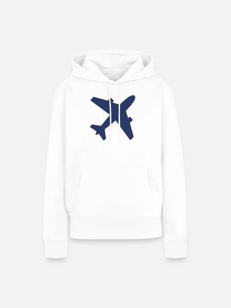 Airplane Solid Icon Aviation Flight Travel Aircraf - Frauen Premium Bio Hoodie - Weiß