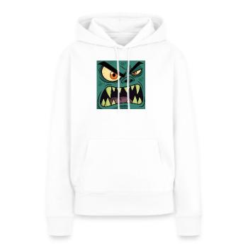 Wütendes Monster Gesicht – Cartoon Vektor Grafik - Frauen Premium Bio Hoodie - Weiß - Vorne - Julia (174cm)