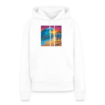 Welle beim Sonnenuntergang - Frauen Premium Bio Hoodie - Weiß - Vorne - Julia (174cm)