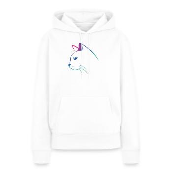 Cat-Line-Zeichnungsgradient - Frauen Premium Bio Hoodie - Weiß - Vorne - Julia (174cm)