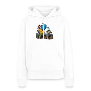 Waschbär gießt Bonsai auf der Dachterrasse Chaos - Frauen Premium Bio Hoodie - Weiß - Vorne - Julia (174cm)