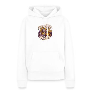 Draußen ist mein WLAN – Camping Waschbär - Frauen Premium Bio Hoodie - Weiß - Vorne - Julia (174cm)