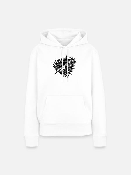 Tropisches Palmblatt - Frauen Premium Bio Hoodie - Weiß
