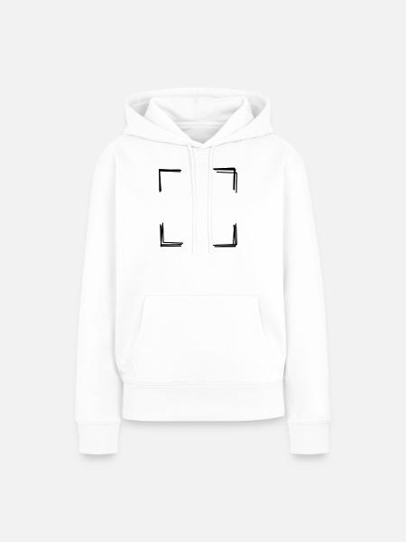 Rahmenecken handgezeichnet - Frauen Premium Bio Hoodie - Weiß