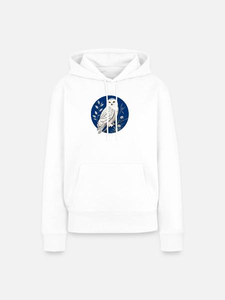 Schneeeule Bubo-Skandiacus - Frauen Premium Bio Hoodie - Weiß