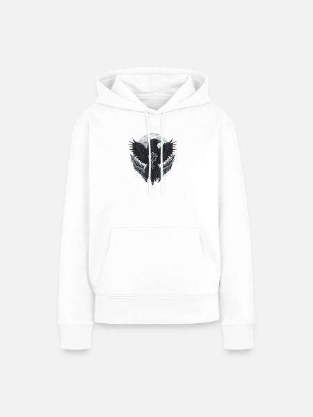 Raben-Mond-Siegel - Frauen Premium Bio Hoodie - Weiß