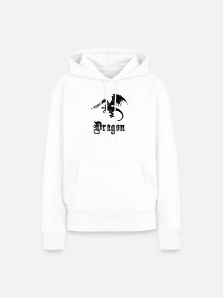 drachensilhouette, fantasy sprüche - Frauen Premium Bio Hoodie - Weiß