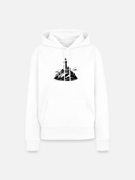 Leuchtturm auf dem Felsen - Frauen Premium Bio Hoodie - Weiß