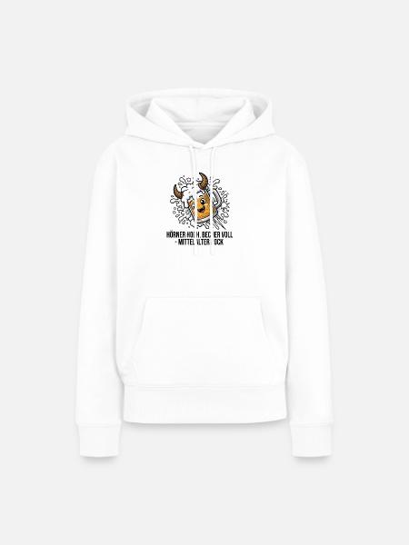 Bierkrug mit Hörnern Mittelalter-Rock - Frauen Premium Bio Hoodie - Weiß