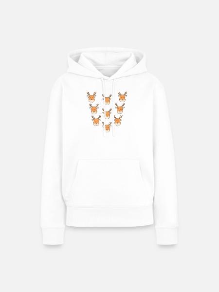 Cartoon-Hirschgesichter - Frauen Premium Bio Hoodie - Weiß