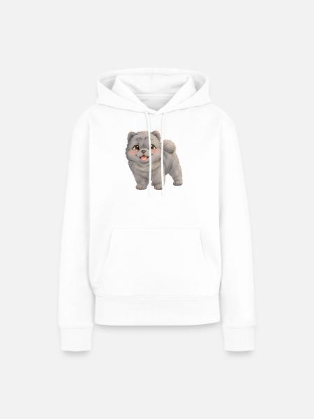 Chow-Chow – flauschiger dunkler Hundewelpe - Frauen Premium Bio Hoodie - Weiß