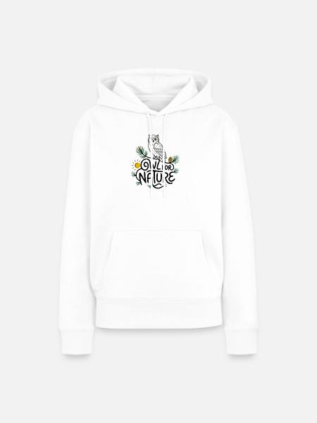 Eule für die Natur & stilisierte Eule - Frauen Premium Bio Hoodie - Weiß