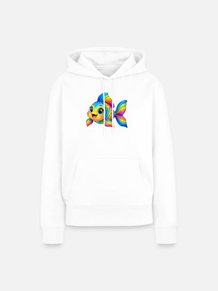 Kawaii Mehrfarbiger Fisch - Frauen Premium Bio Hoodie - Weiß