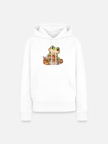 Bezaubernder Ton-Keramikfrosch - Frauen Premium Bio Hoodie - Weiß