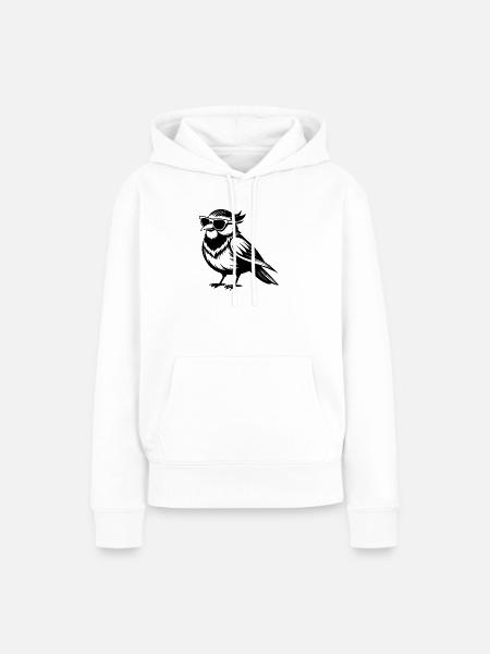 Vogel mit Sonnenbrille - Frauen Premium Bio Hoodie - Weiß