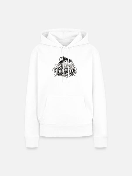 Halloween Geist mit Hut - Frauen Premium Bio Hoodie - Weiß