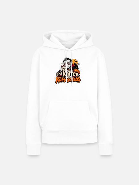 Erst Kaffee, dann Kürbischaos - Frauen Premium Bio Hoodie - Weiß