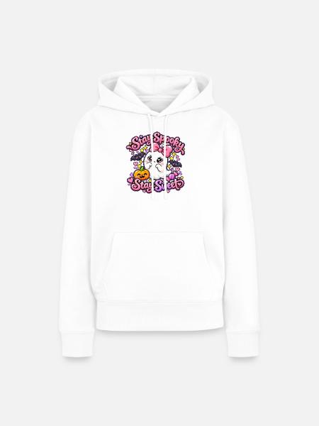 Halloween Geist mit Kürbis - Frauen Premium Bio Hoodie - Weiß