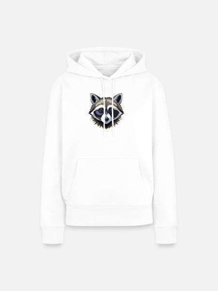 Waschbärkopf - Frauen Premium Bio Hoodie - Weiß