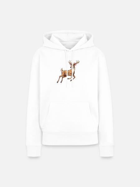 Weißwedelhirsch-Springen - Frauen Premium Bio Hoodie - Weiß