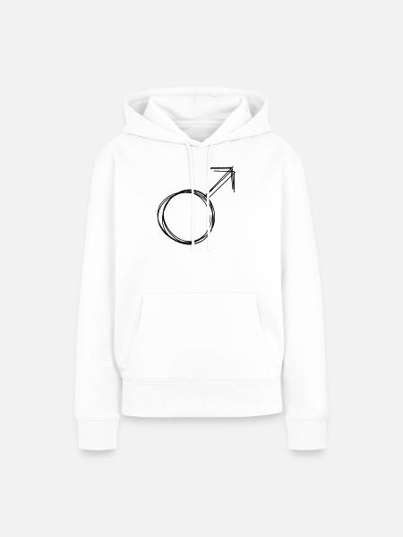 Männlich Zeichen handgezeichnet - Frauen Premium Bio Hoodie - Weiß