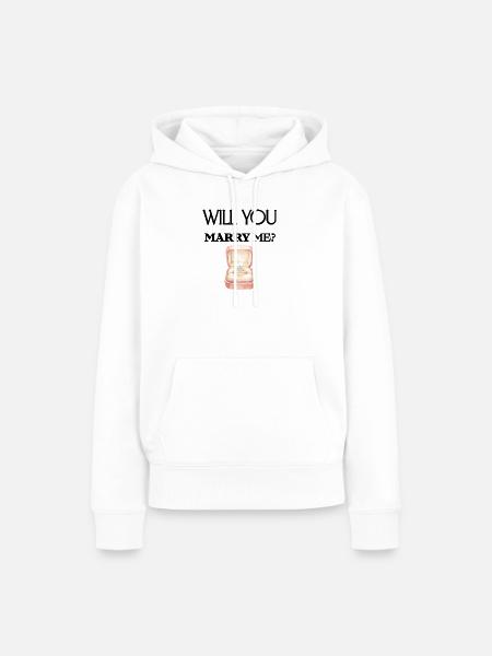 Heiratsantrag Verlobungsring süße Geschenkidee - Frauen Premium Bio Hoodie - Weiß