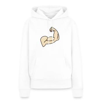 biceps - Sweat à capuche Premium bio Femme - blanc - Devant - Julia (174cm)