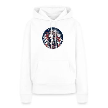 Folklore américain - Sweat à capuche Premium bio Femme - blanc - Devant - Julia (174cm)