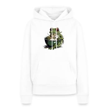 Bijou la grenouille - Sweat à capuche Premium bio Femme - blanc - Devant - Julia (174cm)