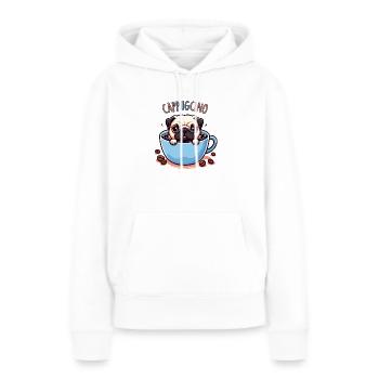 PUG CAPPUCCINO - Sweat à capuche Premium bio Femme - blanc - Devant - Julia (174cm)