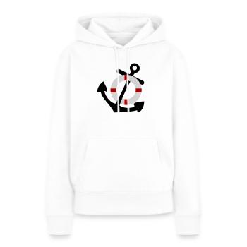 ancre et bouée - Sweat à capuche Premium bio Femme - blanc - Devant - Julia (174cm)