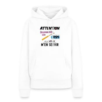 Je possède un crochet 9mm et je sais m'en servir. - Sweat à capuche Premium bio Femme - blanc - Devant - Julia (174cm)