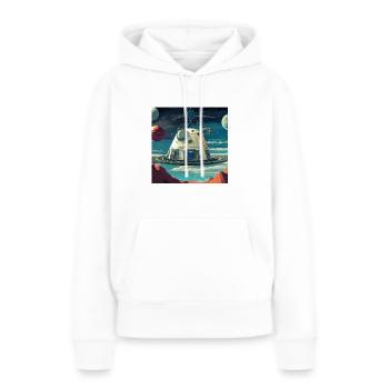 Créativité cosmique 9 - Sweat à capuche Premium bio Femme - blanc - Devant - Julia (174cm)