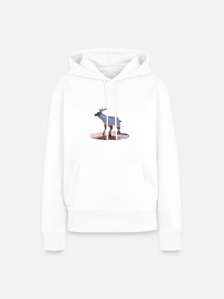 Low Poly Rentiere - Frauen Premium Bio Hoodie - Weiß