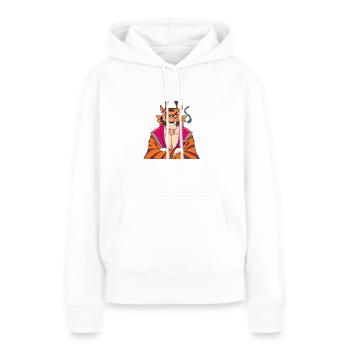 Ark le tigre énervé - Sweat à capuche Premium bio Femme - blanc - Devant - Julia (174cm)