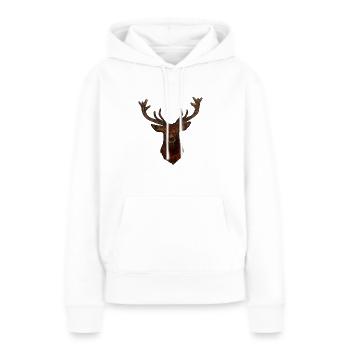 Tête de CERF - Sweat à capuche Premium bio Femme - blanc - Devant - Julia (174cm)