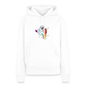 Snowboarding Yeti Karikatur - Frauen Premium Bio Hoodie - Weiß - Vorne - Julia (174cm)