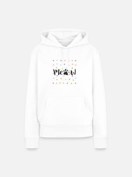 Katzenpfoten Meaw - Frauen Premium Bio Hoodie - Weiß