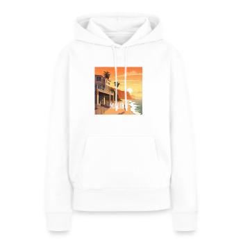 Malibu au coucher du soleil - Sweat à capuche Premium bio Femme - blanc - Devant - Julia (174cm)