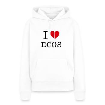 J’aime les chiens - I Heart Dogs - Sweat à capuche Premium bio Femme - blanc - Devant - Julia (174cm)