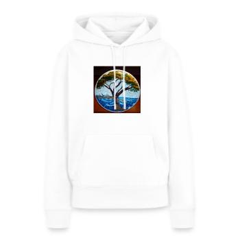Racines de l’être - Sweat à capuche Premium bio Femme - blanc - Devant - Julia (174cm)