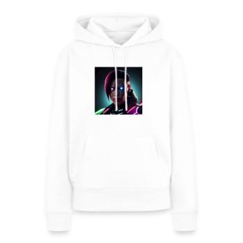 Cyborg avec des yeux laser - Sweat à capuche Premium bio Femme - blanc - Devant - Julia (174cm)