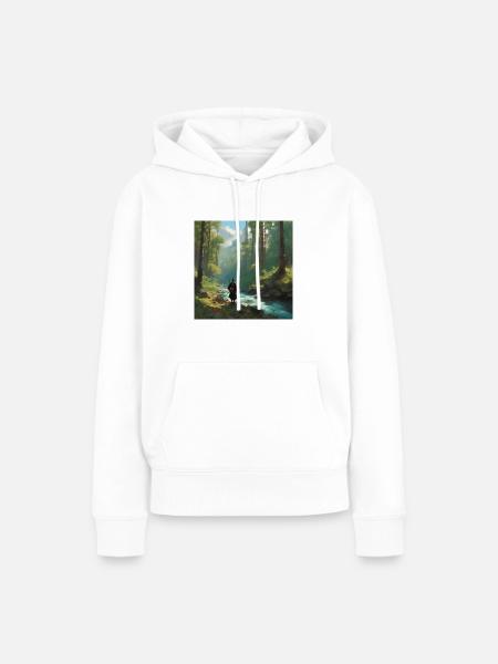 Samurai einsam am Flussufer - Frauen Premium Bio Hoodie - Weiß
